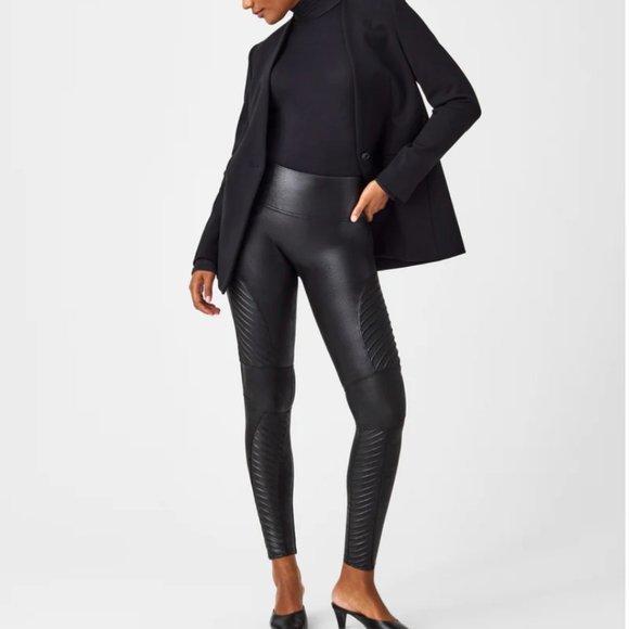 SPANX Pants - Spanx Faux Leather Moto Leggings Size Small Petite